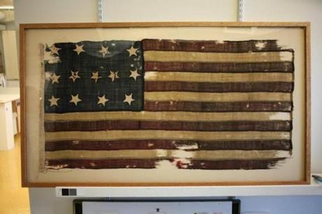 The oldest 13-stars-and-stripes American flag available for public view is at the Commonwealth Museum.
